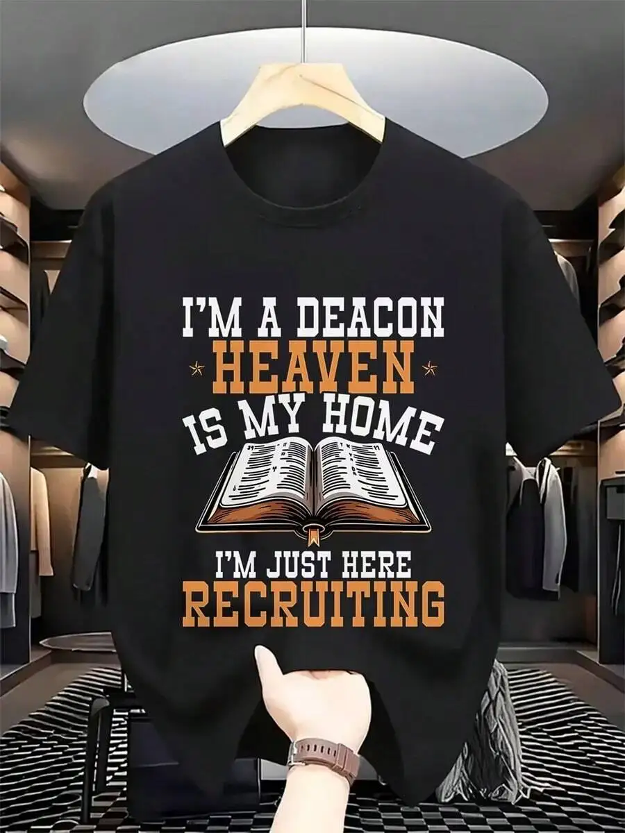 Deacon Church Men's Funny Religious T-Shirt - 'I'm A Deacon In Heaven' Graphic Tee With Open Book