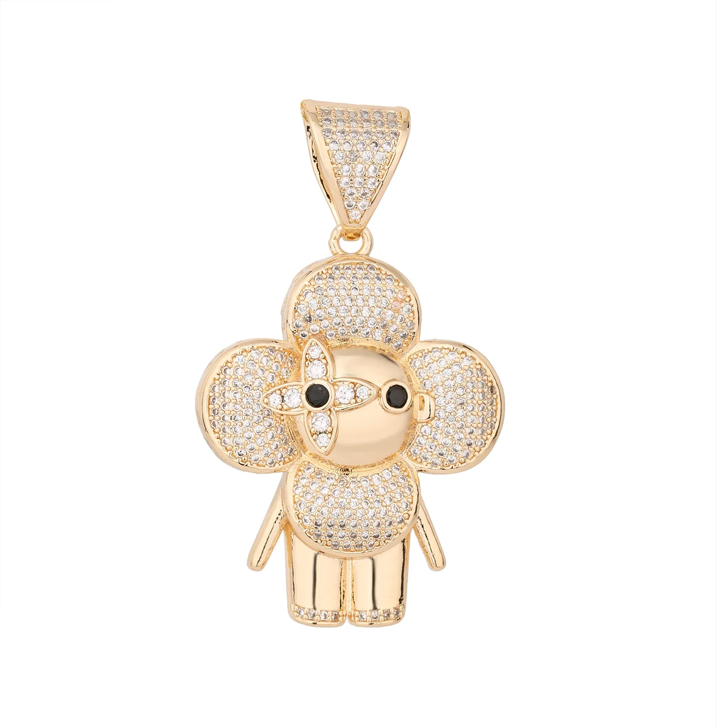 keychain  High Quality H ip Hop 14k Gold Plated Cartoon Cubic Vivienne Zirconia Copper Pendant and Necklace