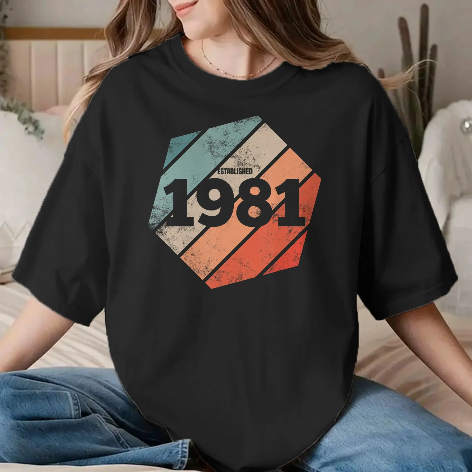 Casual Established 1981 T-Shirts Men Women's Crew Neck Pure Cotton T Shirts  45th Birthday Short Sleeve Tees Clothing