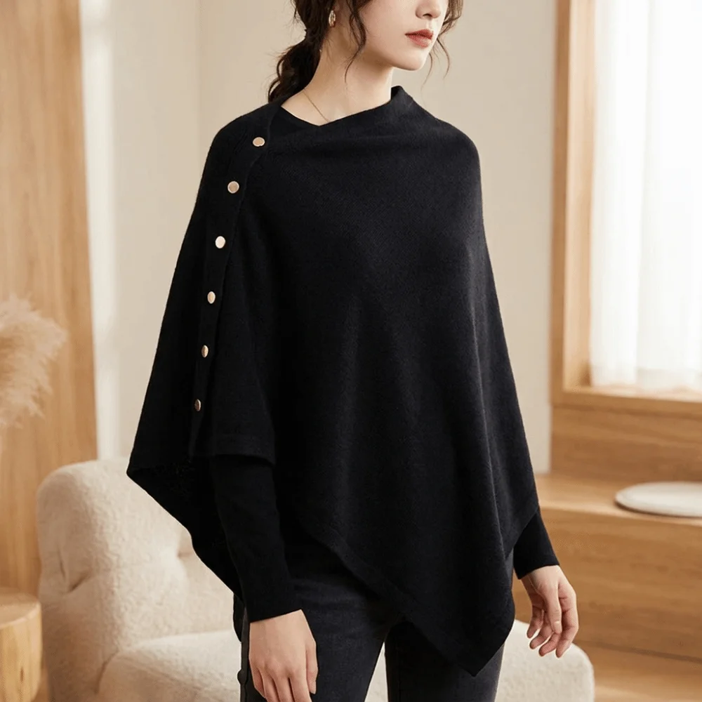 Versatile Thick Knitted Knitted Poncho Cape Loose Fit Irregular Style Warm Shawl Scarf Warm Wrap Sweater Shawl Casual Wear