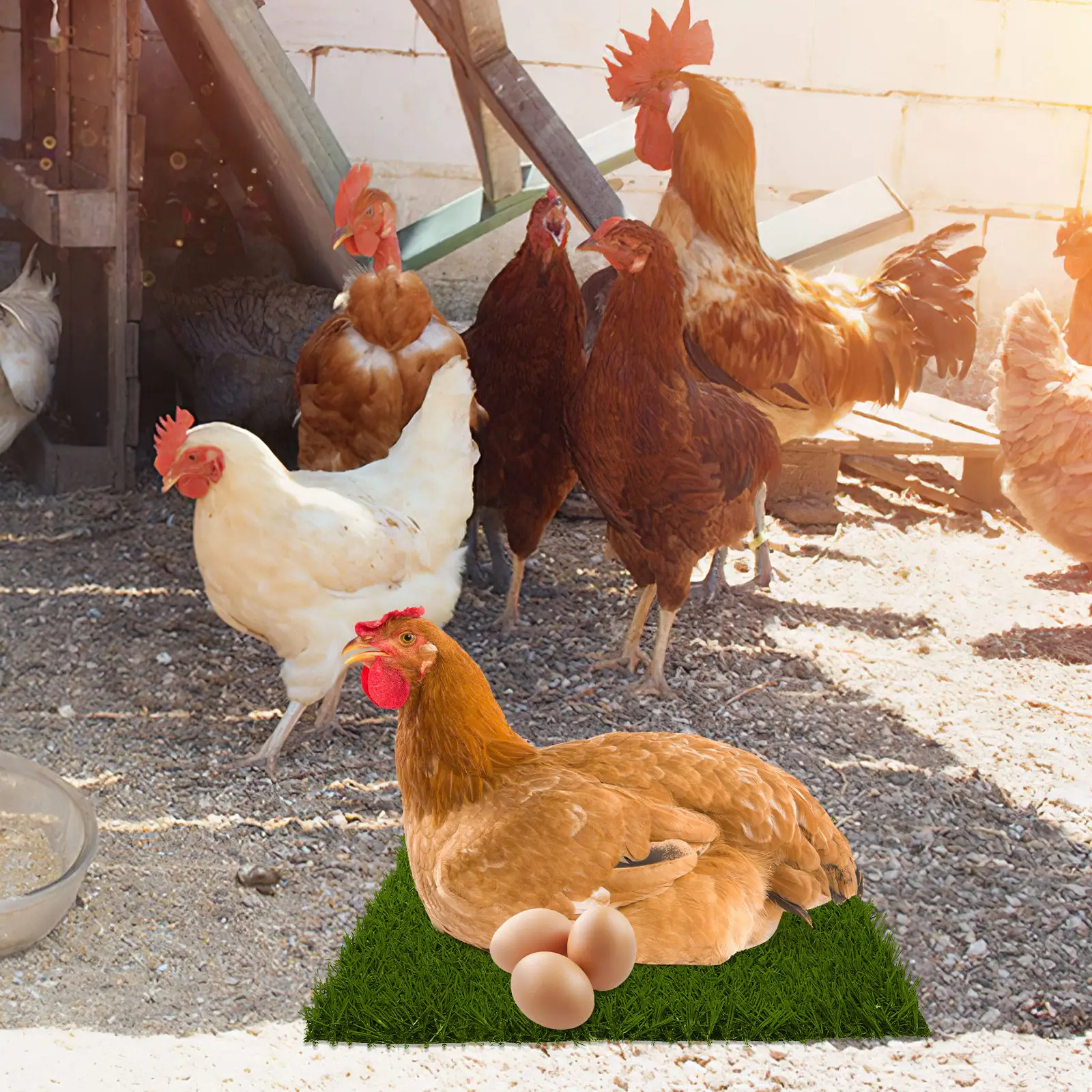 

3Pcs Soft Artificial Turf Nesting Pads for Chicken Coop Washable Egg Laying Mat Prevent Rolling Damage Chicken Nesting Pads
