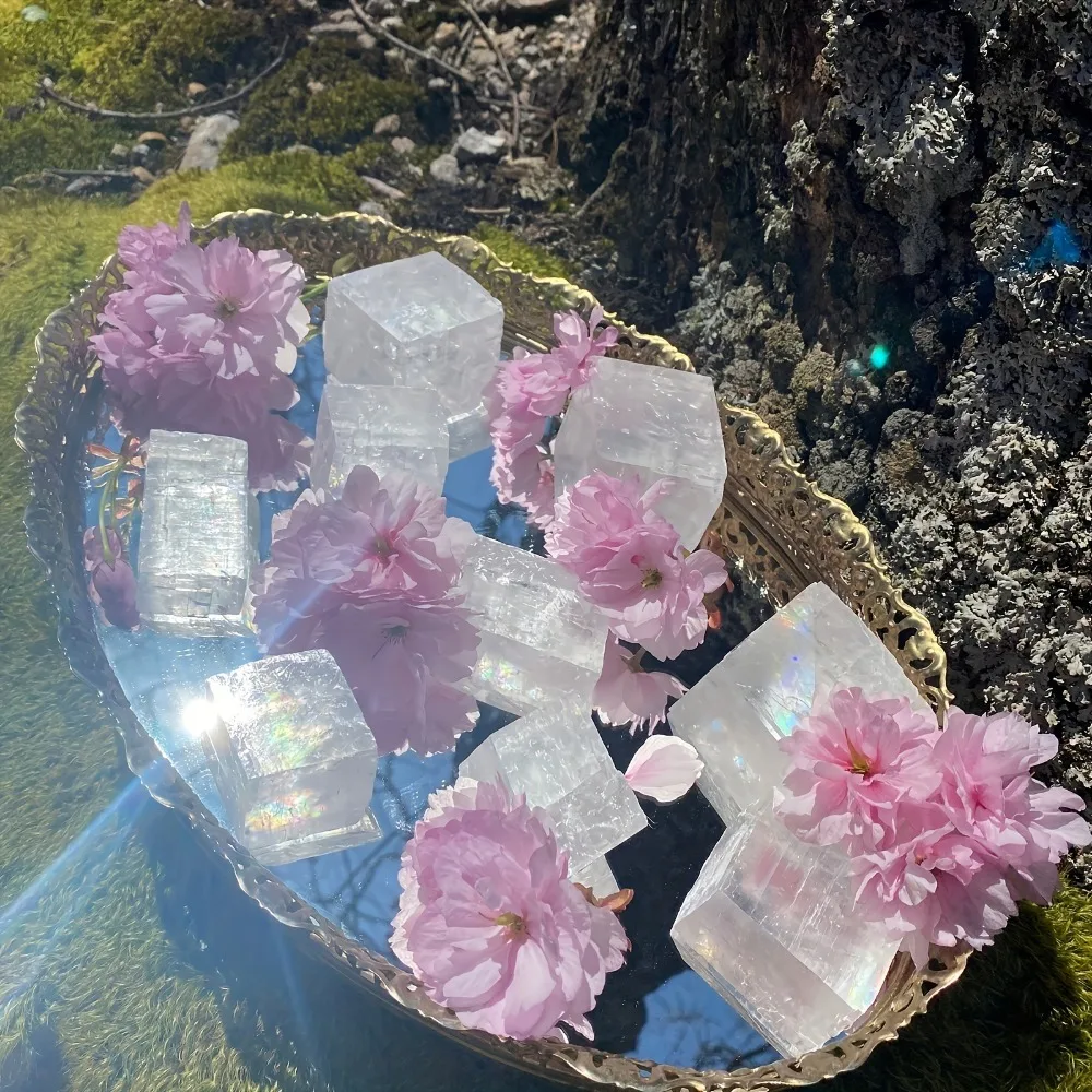 Natural Transparent Raw White Optical Calcite Iceland Spar Mineral Specimen Energy Crystals Healing Stones Quartz Home Decor view 6