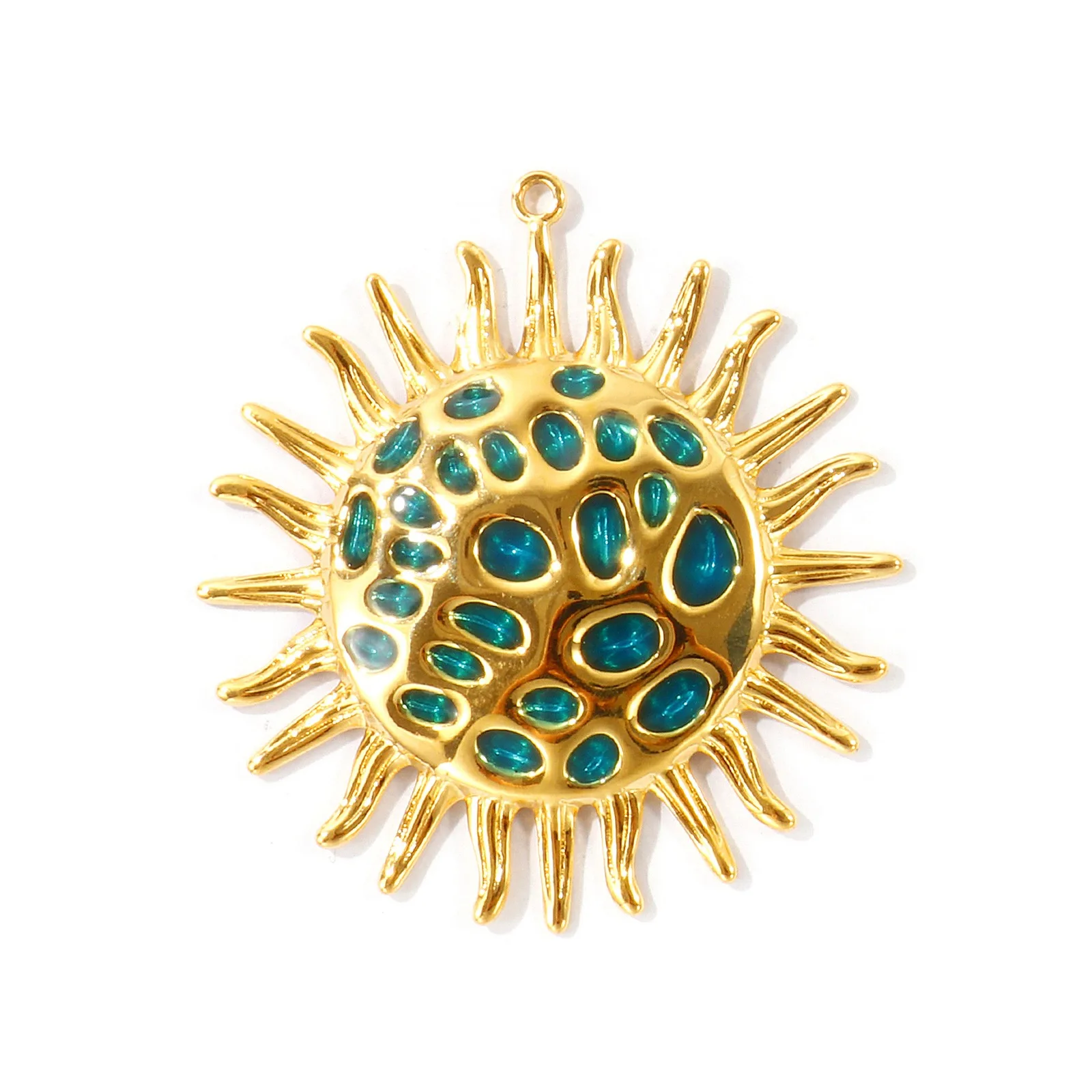 1 Stück Herbst-Emaille-Blatt-Sonnenanhänger Ahorn-Herz-Blatt 304 Edelstahl 18K vergoldeter Anhänger DIY Halskette Schmuck Großhandel – Detail 7