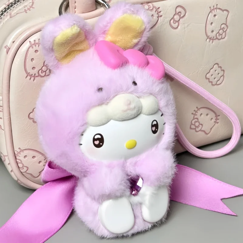 Oryginalne postacie Sanrio Diamond Bunny Baby Series Blind Box Vinyl Plush Pendant Trendy Toy Desktop Ornament Toy Kids Gift