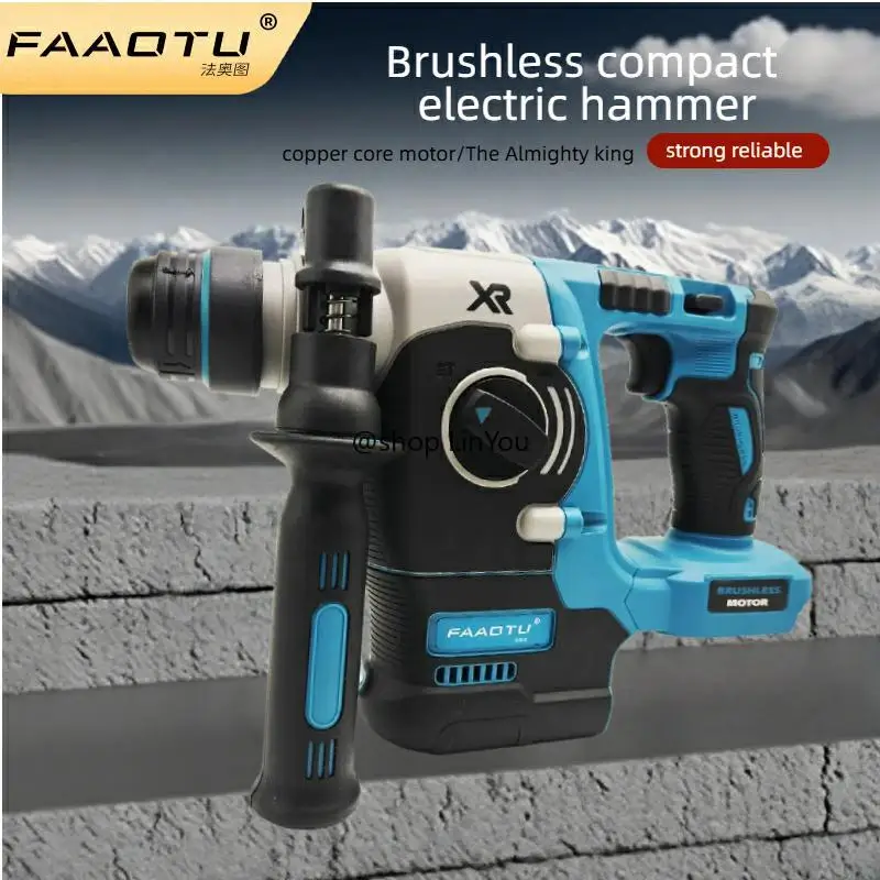 Faaotu elétrica sem fio sem escova martelo broca recarregável martelo rotativo perfuração e cinzelagem ferramenta elétrica de alto torque