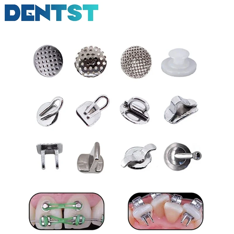 

50pcs/Box Orthodontic Dental Direct Bond Eyelet Ceramic Lingual Button Tongue Tamer Bite Opener Traction Hook Crimpable Hook