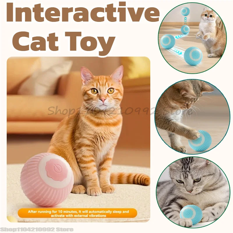 Cat Interactive Ball Toys Automatic Rolling Ball Faux Tail Rechargeable Pet Electric Toy Cat Training Imitate Mouse Pet Products