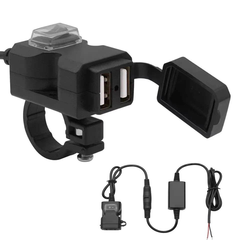 

5V Motorcycle USB Chargers 3.0 5V 3.1A Power Adapter Socket Waterproof Dual Ports Dirt Pit Bike Motorbike Accessories Universal