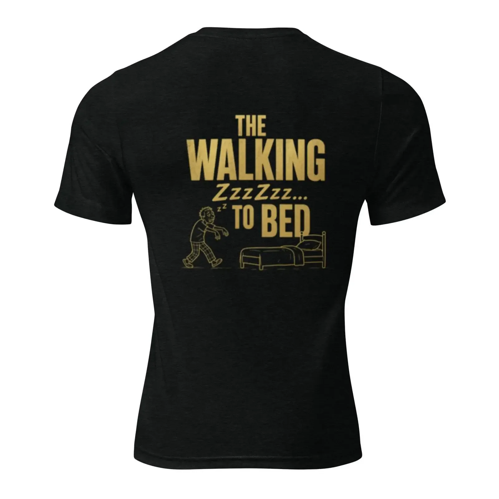 The Walking to Bed T Shirt Funny Sleepwalker Black Gold Sleep vintage Washed homme Casual Top For Everyday Wear Stylish