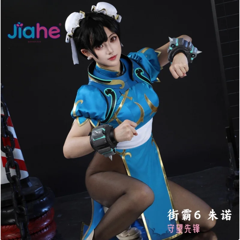 Overwatch الربط ستريت فايتر 6 جونو تشون لي تأثيري حلي هالوين المرأة مثير الصينية شيونغسام ملحق الدعامة مجموعة جديدة