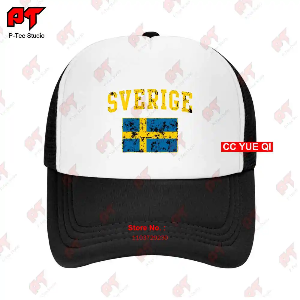 Vintage Sverige Sweden Flag Baseball Caps Truck Cap T7QP