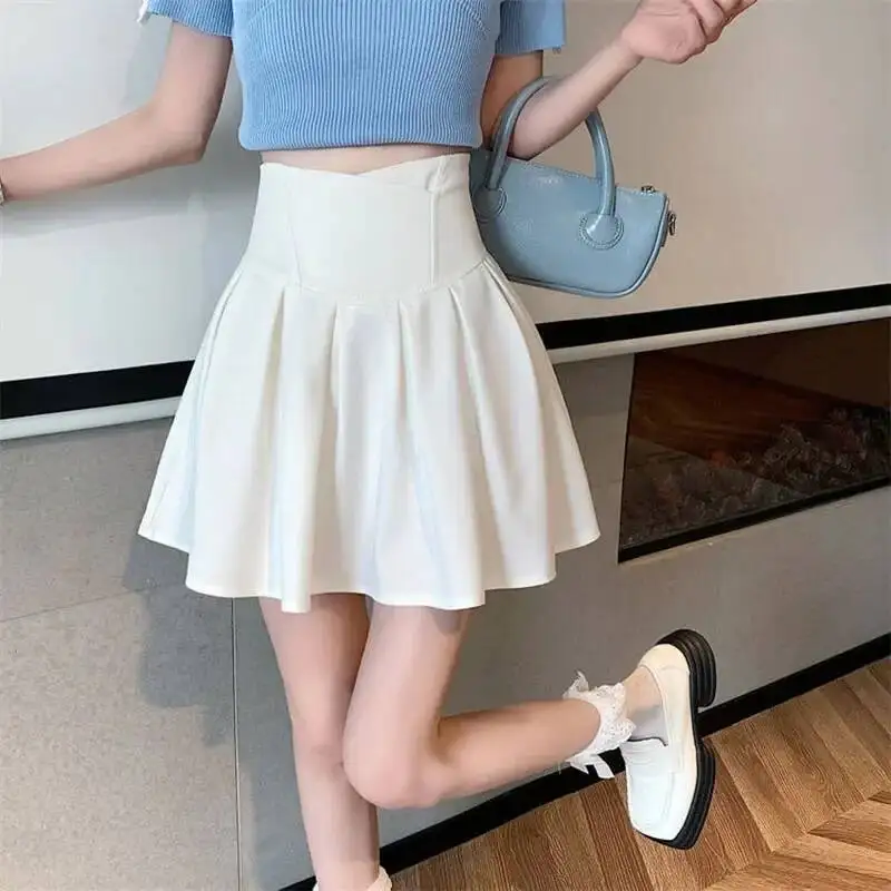 Lucyever Mode Vrouwen Rits Hoge Taille Mini Koreaanse Stijl Anti Glare Plooirok Vrouwelijke Show Beenlengte Een Lijn Rokken