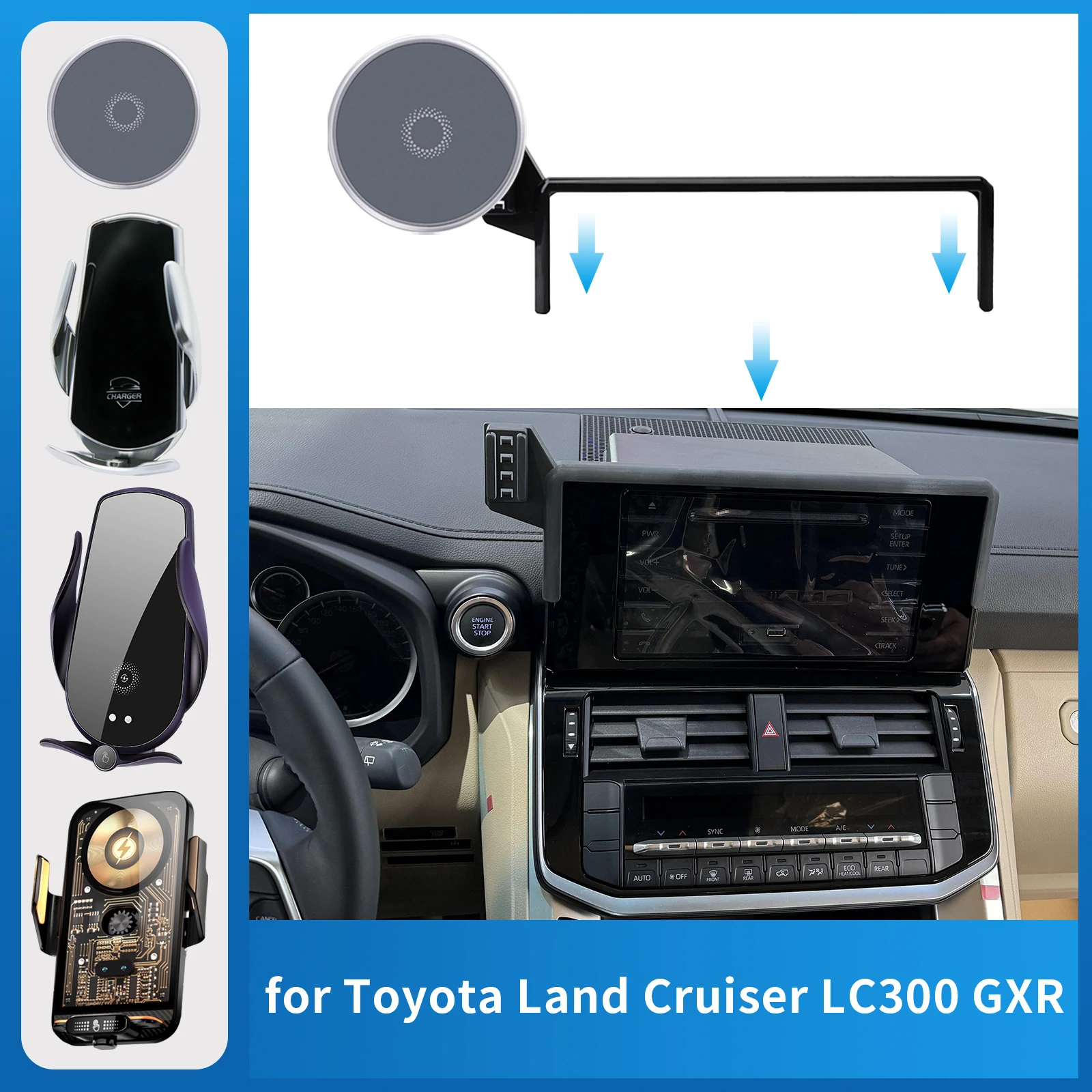 

for Toyota Land Cruiser LC300 GRX 2022 2023 2024 Car Phone Holder Screen Fixed Navigation Bracket Base Wireless Charging