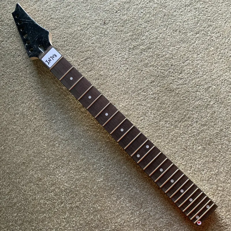 IN708 Dot Inlay 6 Strings Electric Guitar Neck 24 Frets Surface Dirty and Damages Semi Finishing Version for DIY Custom Order