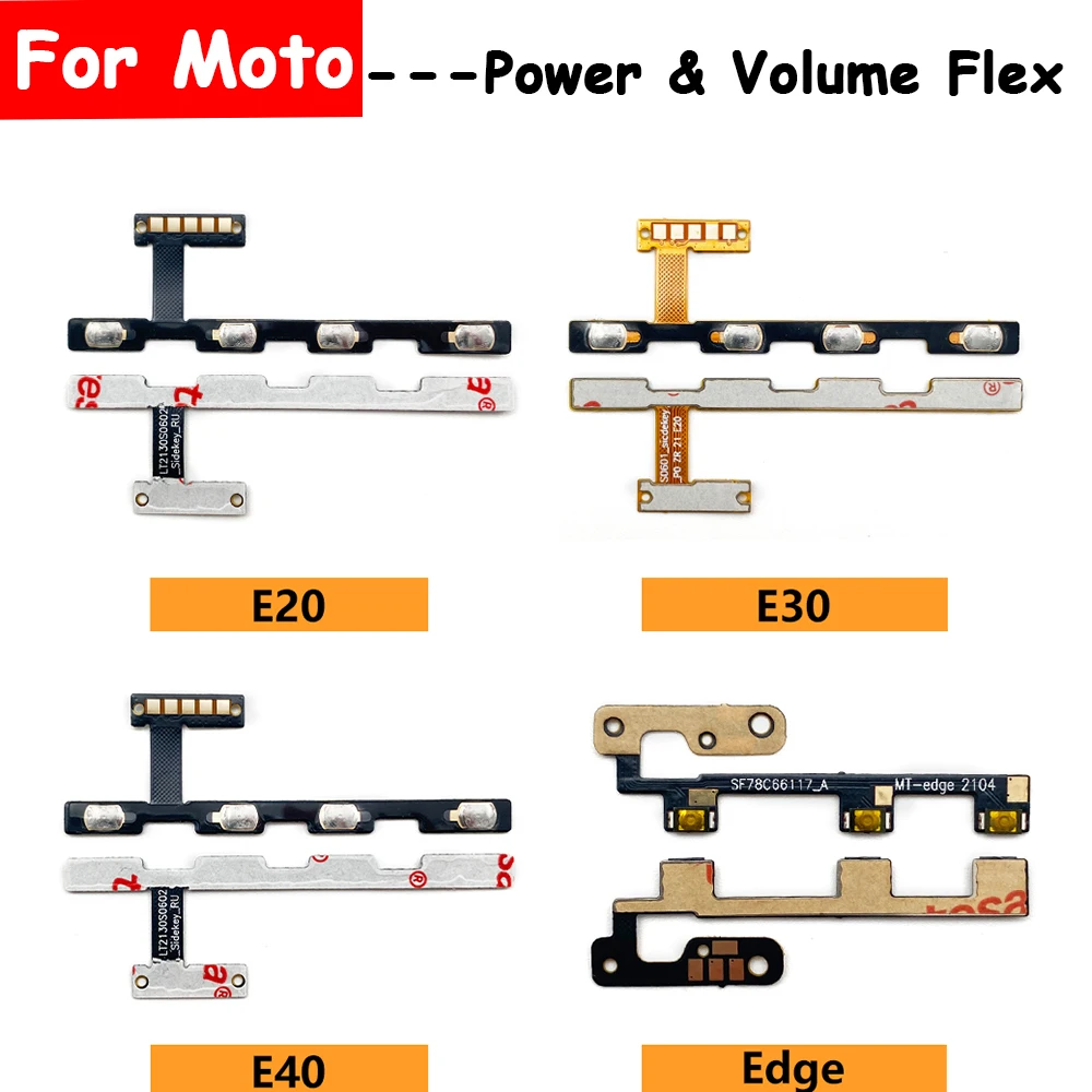 

50Pcs，For Moto E20 E30 E40 E6s E7i E7 Power E6 Plus E5 Play Go Power Button Switch & Volume Up / Down On / Off Button Flex Cable