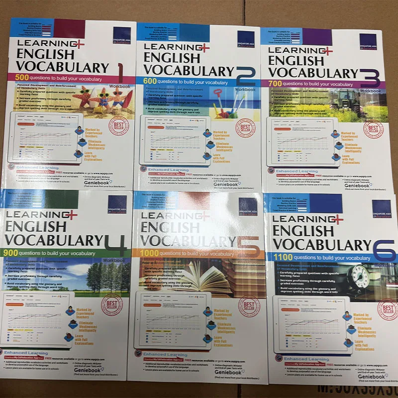 مفردات سنغافورة من المفردات التعلمية Sap 6 كتاب/مجموعة كتب اللغة الإنجليزية من الصف الأول إلى السادس