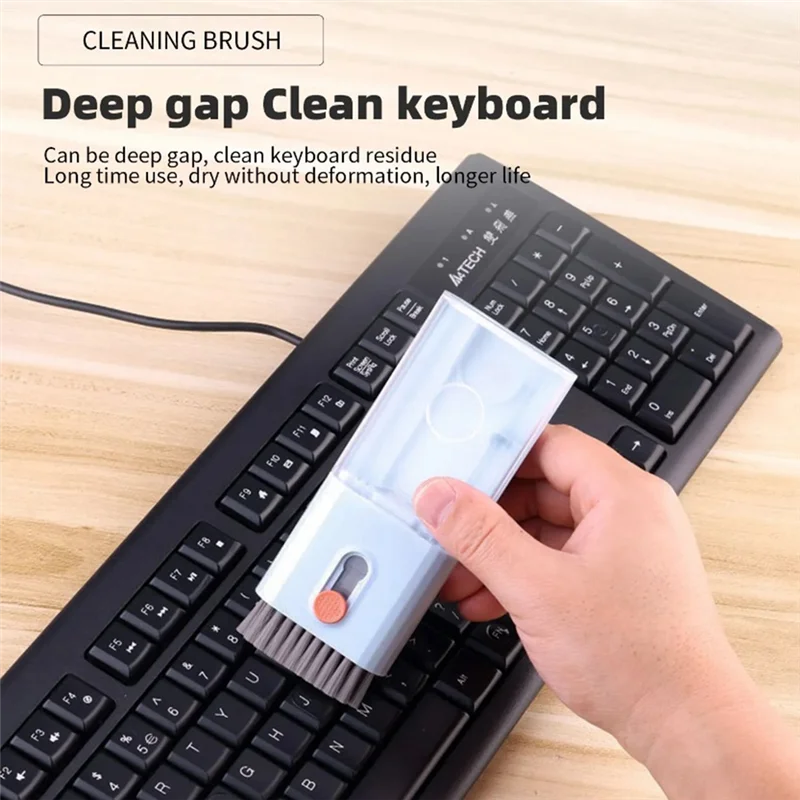 AY14 -Features 10-In-1 Computer Cleaning Kit Camera Tablet Screen Headphone Cleaning Brush Keycap Puller Card Remover Black Dura