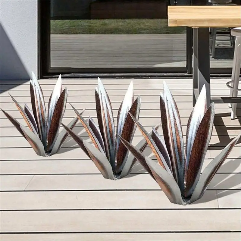 AB09 Tequila Rustic Sculpture, DIY Metal Agave Plant,Rustic Hand Painted Metal Agave,Garden Yard Art Decoration 55CM