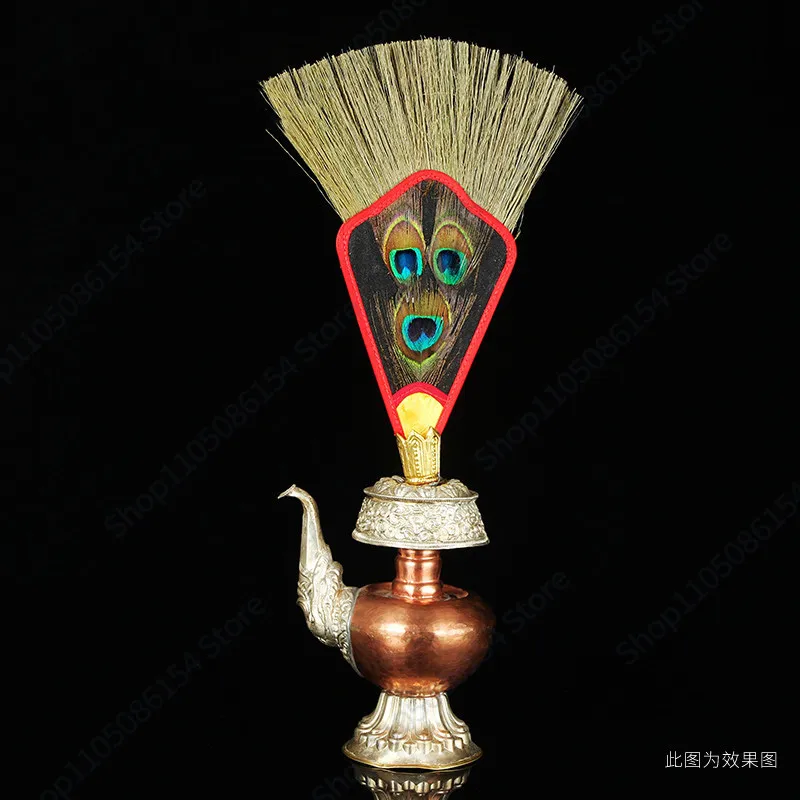 5/3 Eyes Tantric Buddhism Tibetan Dharma-Vessel Pink Reineckea Herb Exquisite Feather Satin Bumba Hand Fan Special Offer(1Pcs)