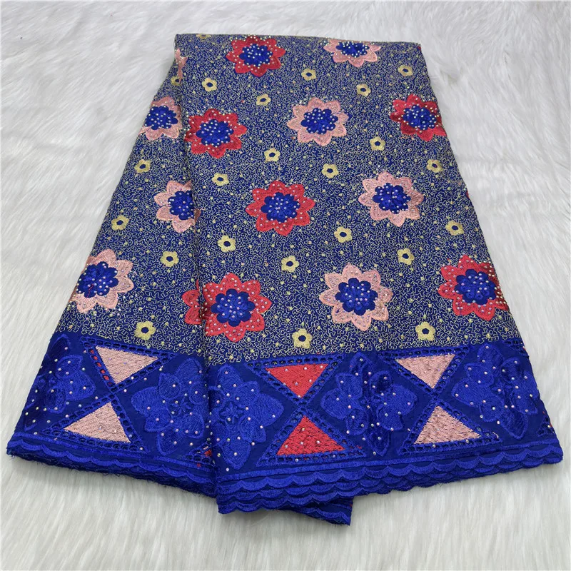 

5-ярдовая тяжелая вышивка бисером, африканская 100% хлопчатобумажная ткань премиум-класса, высокое качество, швейцарская вуаль, кружево, популярный стиль Дубая 27L59503