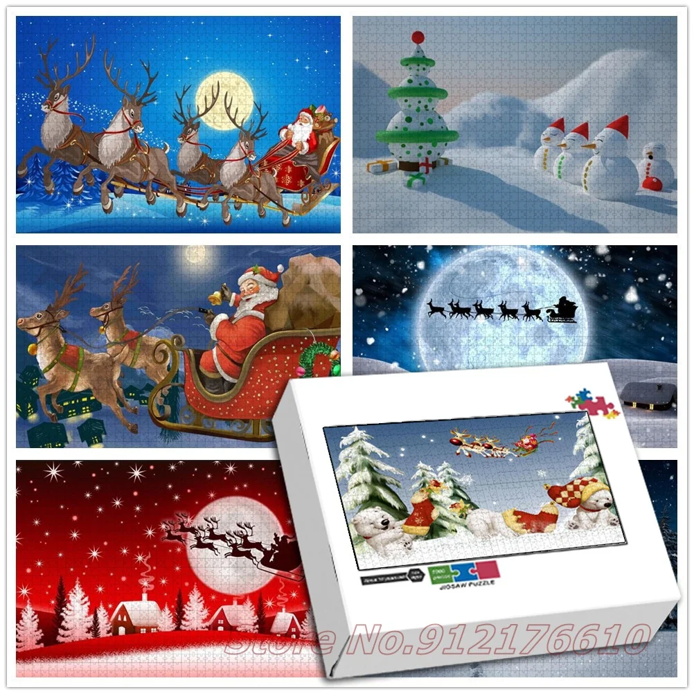 

1000 Pieces Christmas Jigsaw Puzzles Large Size Santa Claus Wooden Puzzle Adult Children's Decompress Educational Holiday Gifts