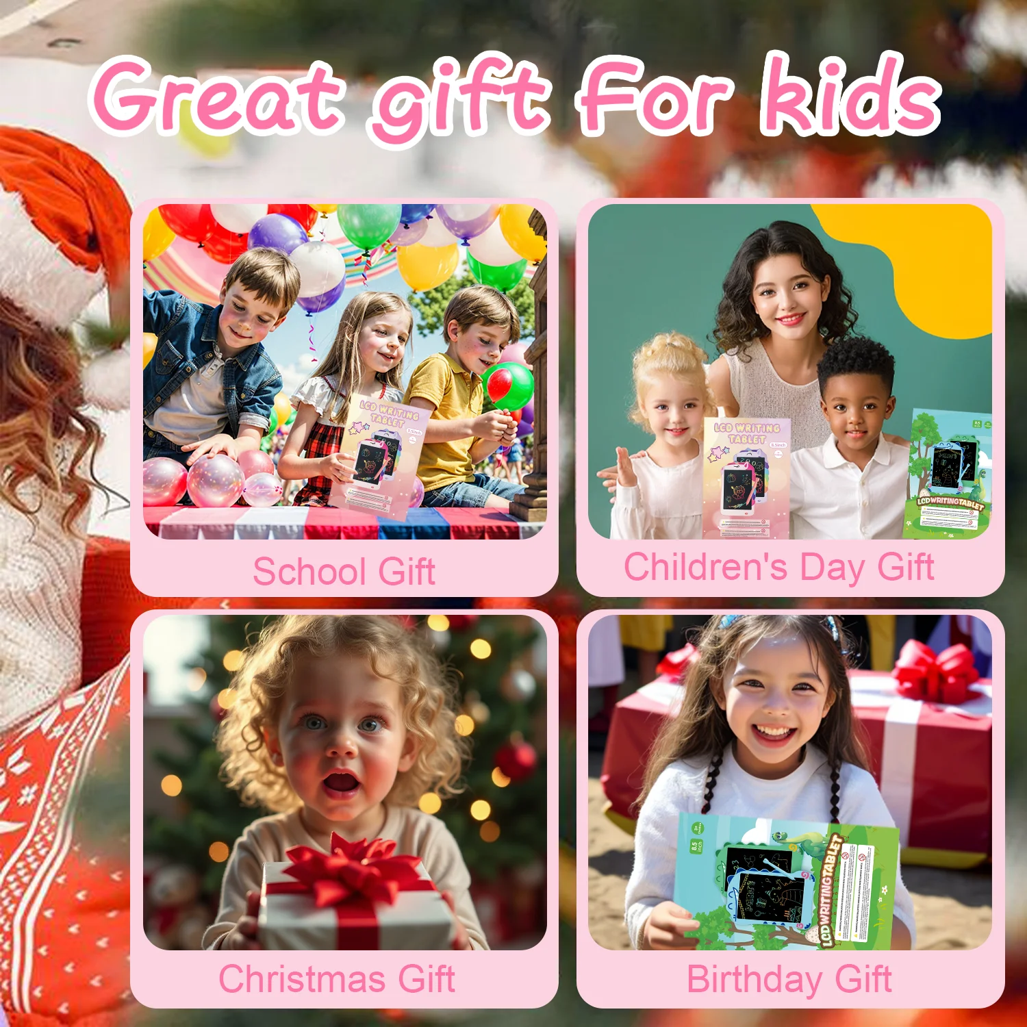4-pack LCD-schrijftablet voor kinderen, 8,5 inch kleurrijke Doodle Board tekentablet, educatief speelgoed verjaardagscadeaus voor