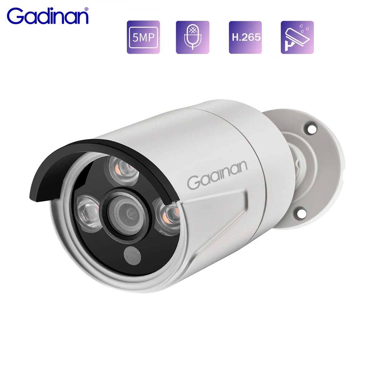 

Gadinan 5MP H.265+ Bullet IP Camera SONY IMX335 Infrared Audio Outdoor IP66 Security Surveillance Metal Face detection POE/DC