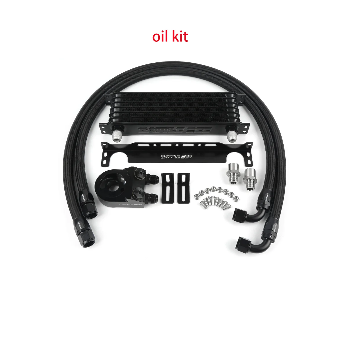 BB-OCK-624 Universal Oil Cooler Kit 15 ROWS 45/Deg Thermostatic Sandwich Plate Adapter Trust Model thermostat oil kit