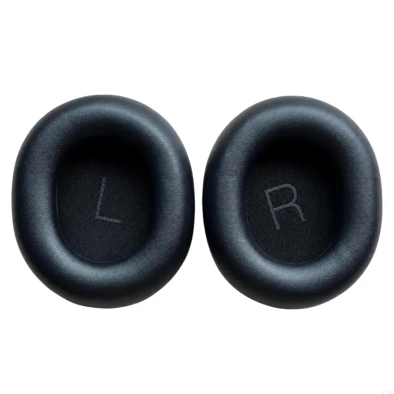 Protein Leather Replacement Headphone Cushions, Black Pair with Hand Installation, Rounded Openings, and Clearly Visible K1KF