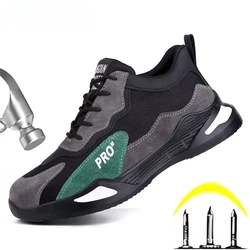 Fashion Safety Shoes Men Boots Steel Toe Shoes Men Puncture-Proof Work Sneakers Male Shoes Work Boots Indestructible Footwear