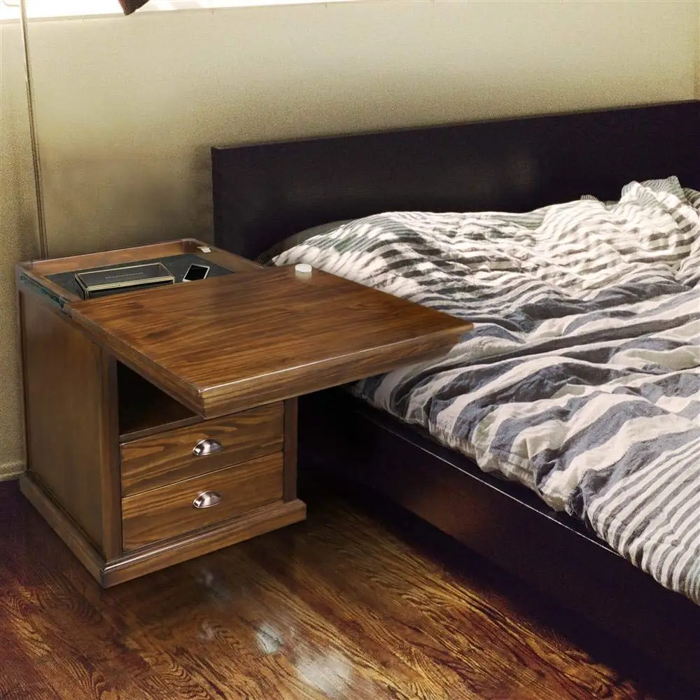 Casual Nightstand With Hidden Compartment & Concealment Storage, Bedroom Furniture, Mocha, Customized
