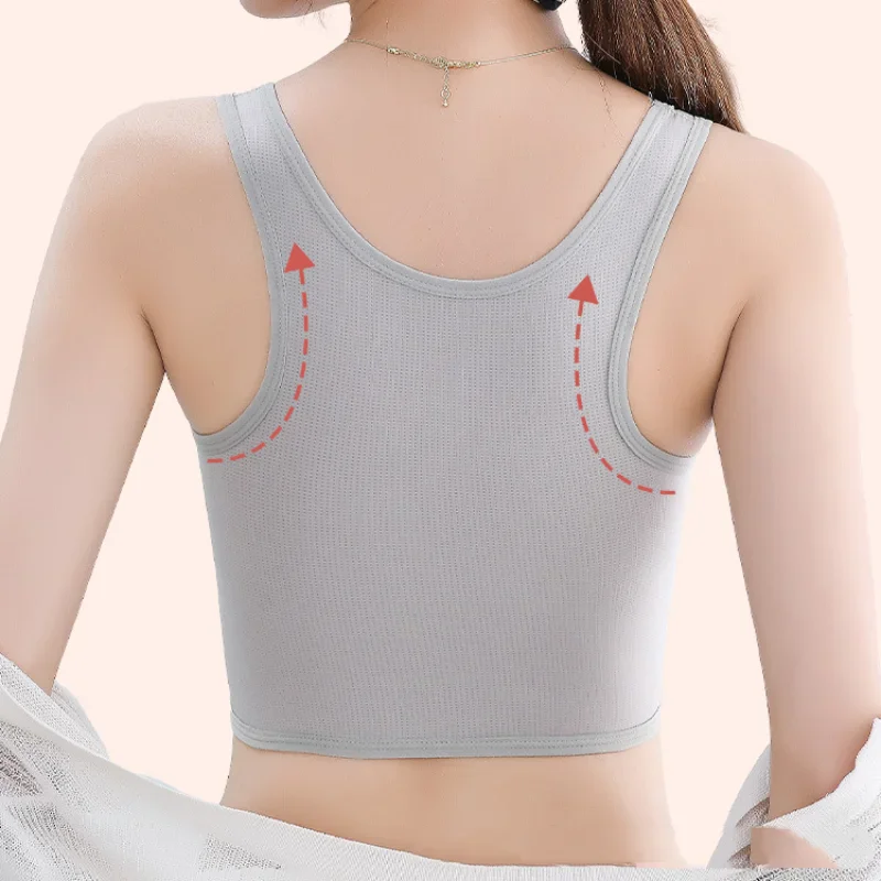 Women Breathable Chest Binder Summer Ice Silk Side Buckle Short Vest Sportwear Corset Top Lesbian Les Breast Binder Shaper