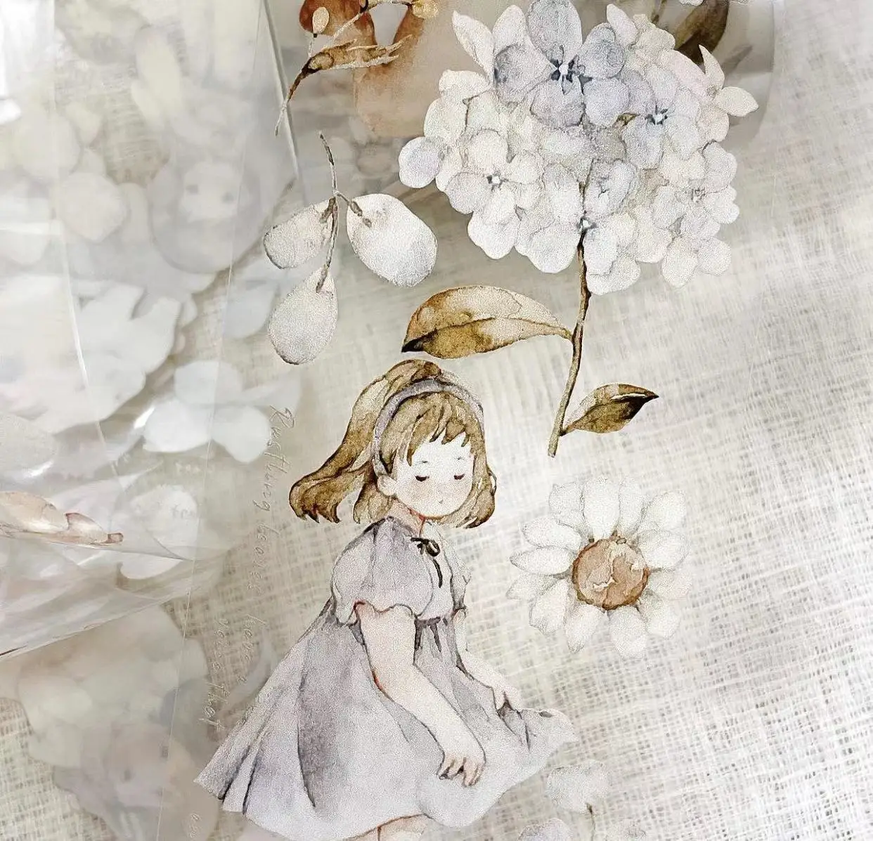 1 حلقة النمش الشاي المجلد 3 فتاة الغابات الصيف المطر الوقت الأزهار اشي PET الشريط مخطط DIY بها بنفسك سكرابوكينغ خطة الزخرفية ملصق