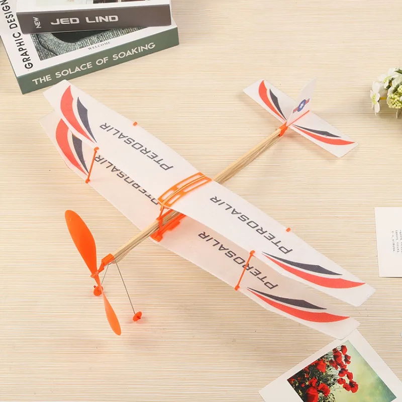 Creative Twin-wing Rubber Band Powered Airplane Model Toys Cultivation Children\'s Development Ability Exercise Hands-on Ability