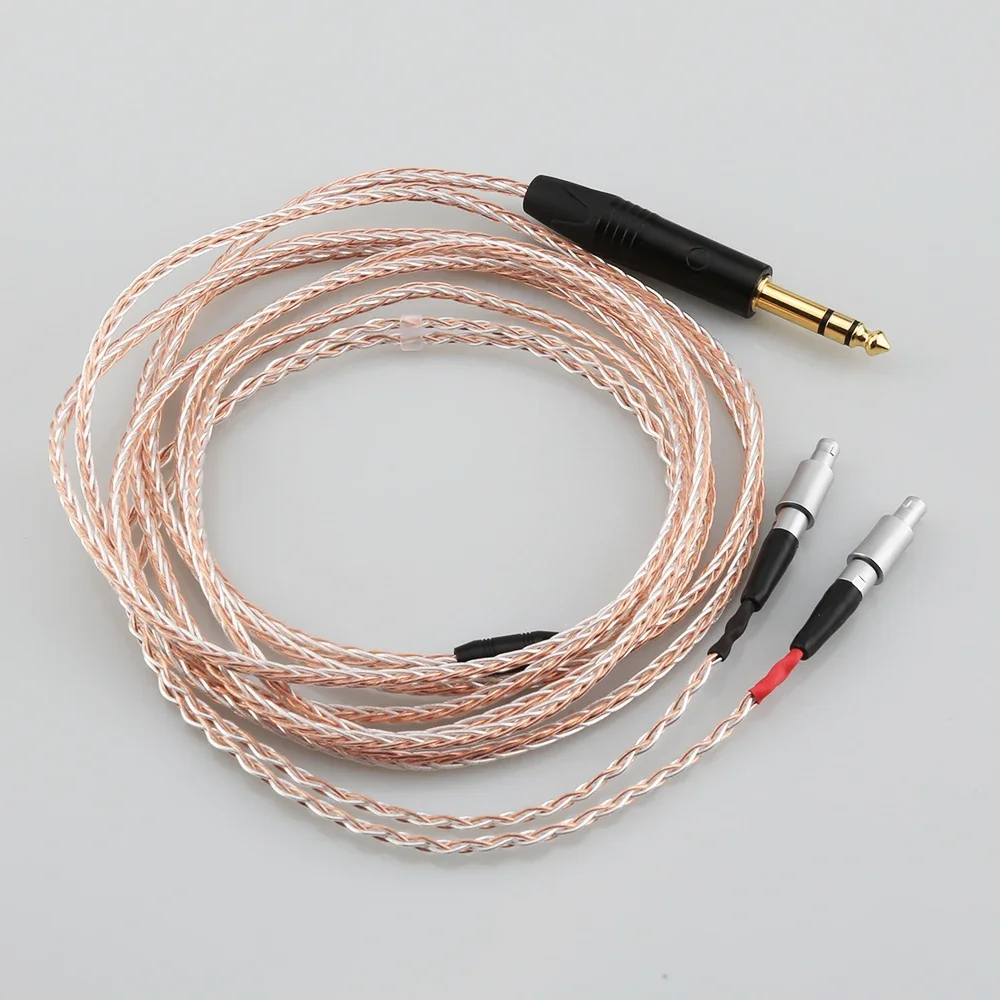 HIFI 6.35 مللي متر 4pin XLR ذكر متوازن 8 كور 7N OCC كريستال واحد اليدوية سماعة ترقية كابل لسماعة الرأس HD800 HD800S