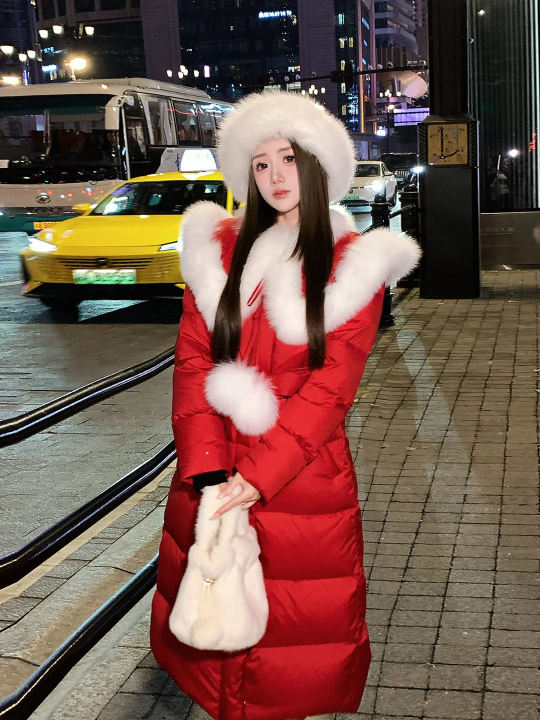 

Пальто женское Cisas Limited Sweet Girl Feeling, с длинным меховым воротником, на пуху, теплое, с высокой талией, белое, из перьев