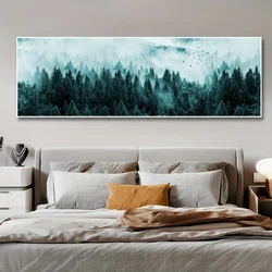1PC Frameless Nordic Minimalist Foggy Pine Forest Canvas Painting Landscape Misty Trees Pictures Living Room Bedroom Wall Decor