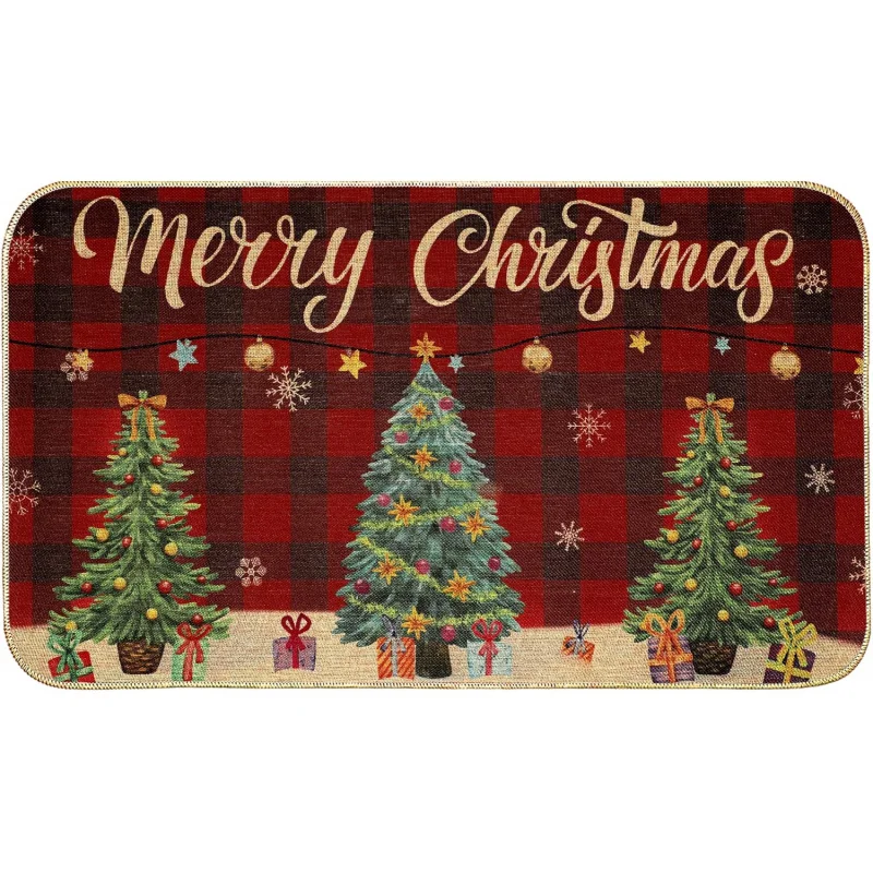 

Christmas doormat winter flannel back grid snowflake indoor and outdoor mats 50X80cm