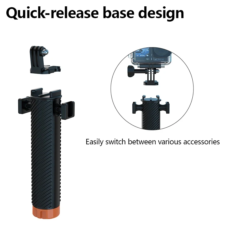 Floating buoyancy stick Hand Grip With Cold Shoe Mount For GoPro Hero 12 11 9 8 Insta360 X4 X3 Osmo Action 4 Camera Accessories