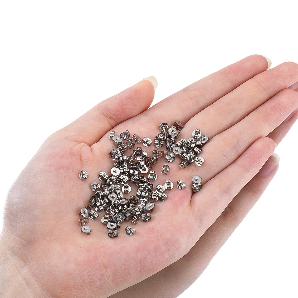 50-100 stücke Edelstahl Blume Ohrringe Zurück Schmetterling Runde Ohr Mutter Stopper DIY Schmuck Machen Liefert Ohrring Zubehör – Detail 8