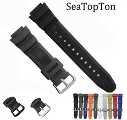 18mm Noir Silicone Bracelet pour mol AE-1000w AQ-S810W SGW-400H SGW-300H En Caoutchouc Watchband Pin strucStrap Montre Poignet Bracelet