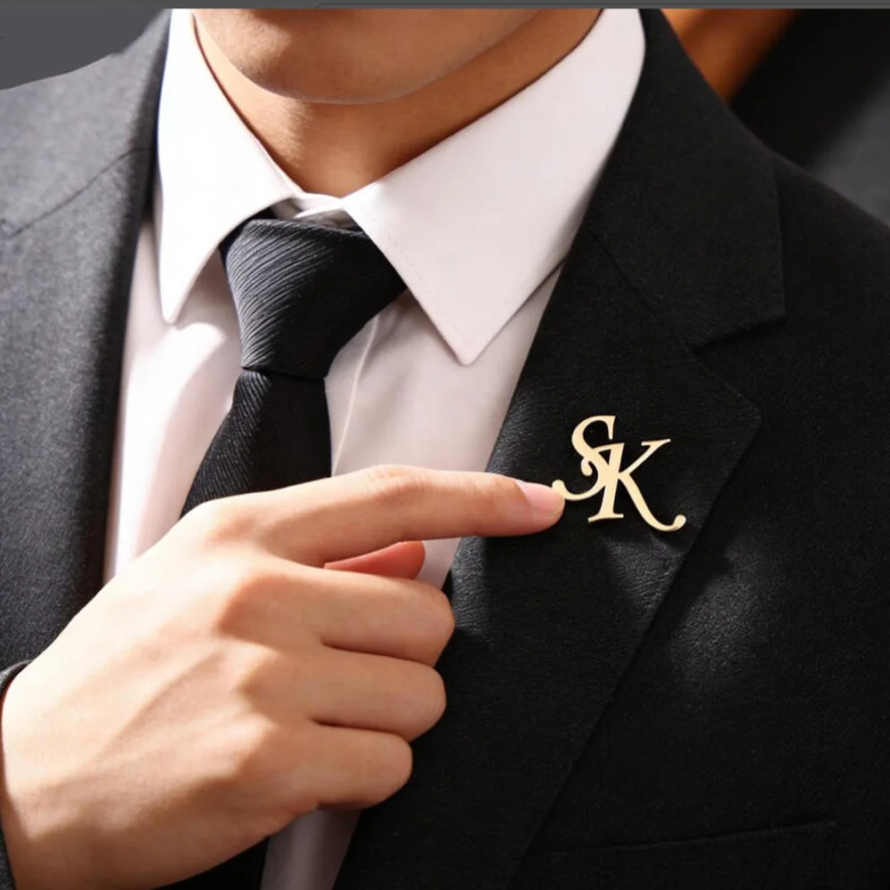 

Customized Groom Wedding Brooch Best Man Gift Personalized Jewelry Husband Gift Father's Day Gift