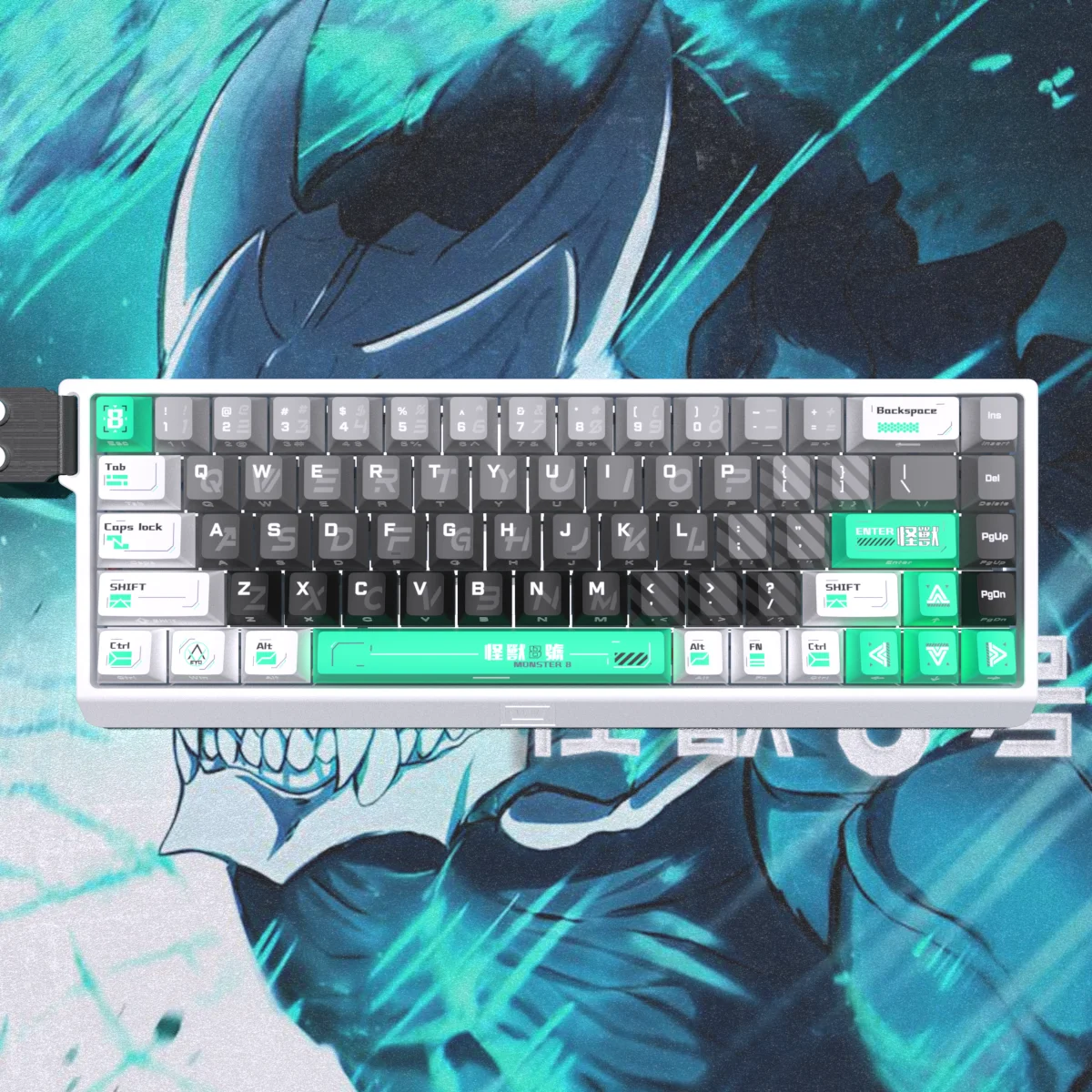 135 Keys Monster PBT Keycaps Cherry Side Print Shine Through Dye-Sub Art Keycap Set for 61 68 87 96 104 108 Mechanical Keyboard