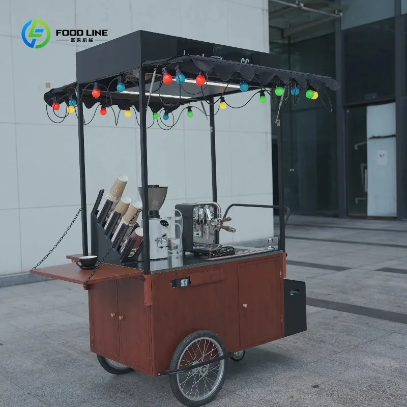 

Customized Stainless Steel Water Tank Freezer Push Cart Popsicle Coffee Mobile Street Business Food Vending Cart