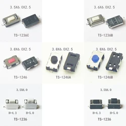 50PCS 4X6mm 3x6mm H 2.5mm 2Pin SMD Momentary Button Switch Remote Control Rubber Tactile Switch For Car System Key Power Button