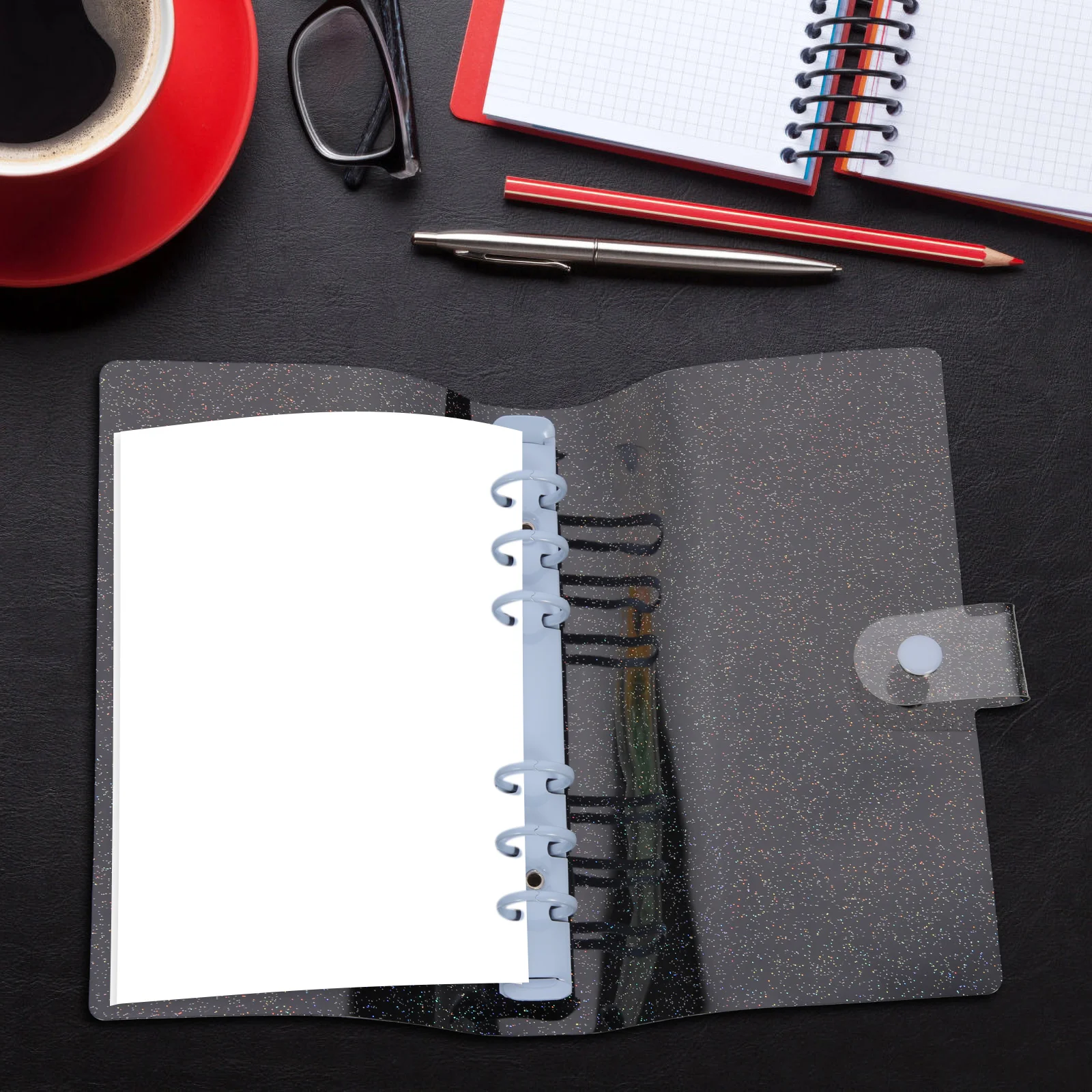 Transparent Loose-leaf Case Refillable Binder Notebook Shell Document Folder Girl Organizer Pvc Adjustable Clip File Holder