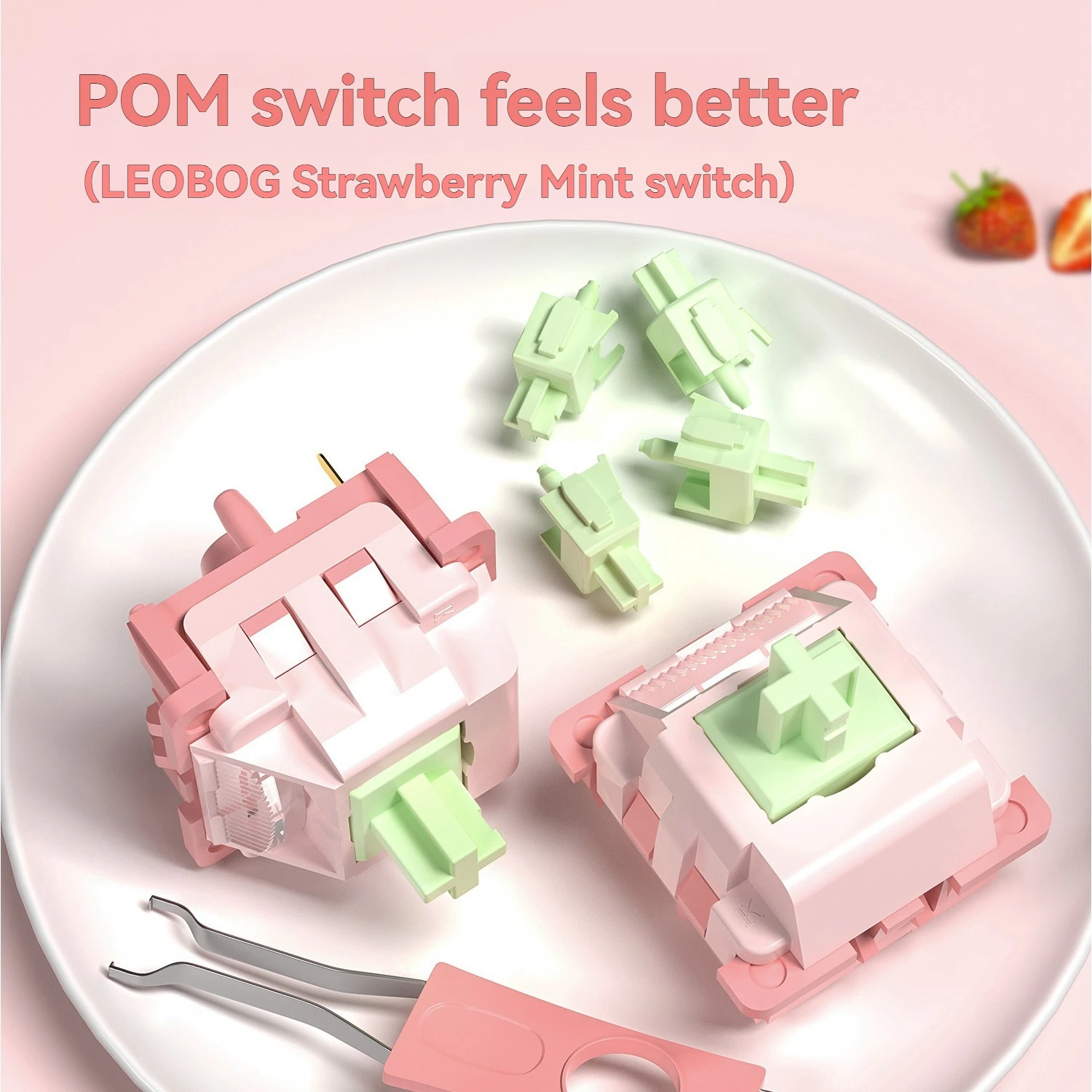 LEOBOG Strawberry Mint Switch Customized Hot Swap Linear Switch 29gf Trigger HIFI Ergonomic Game Mechanical Keyboard Accessories