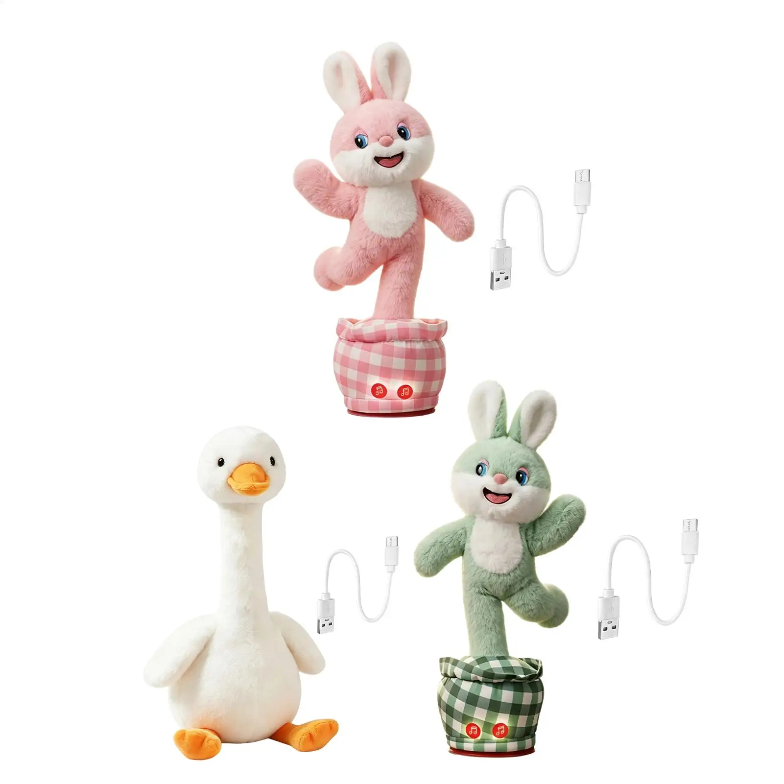 Bunny Plush Talking Dancing Pet Interactive Plush Toys For Kids Boys Girls Home Playroom Birthday Party Daycare Preschool