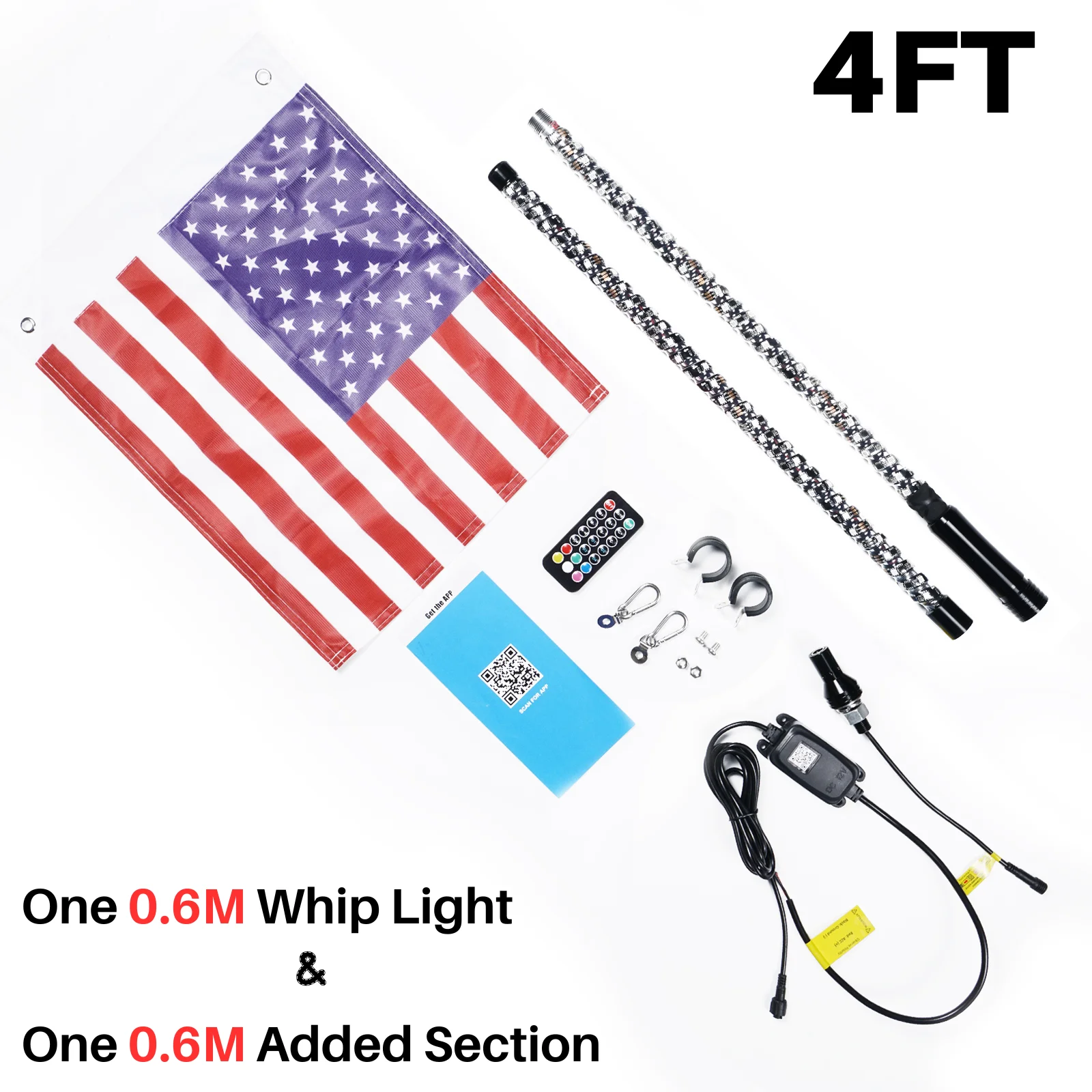 1Pc 4/5/6FT LED Zweep Licht Splitable APP Afstandsbediening Ambient LED Licht voor UTV ATV Polaris RZR Can-Am Maverick X3 UTV ATV RZR