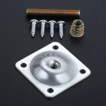ملحقات تثبيت أرجل حديد ، أطباق مربعة ، محول أنثى M8 ، مسمار تعليق ، أريكة إصلاح ، طاولة ، كرسي ، قدم ، 48 من ، من مجموعة واحدة